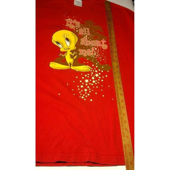 Tweety Bird T Shirt 2XL Size Red Stars Glitter Its All About Me Vintage USA - Picture 5 of 16